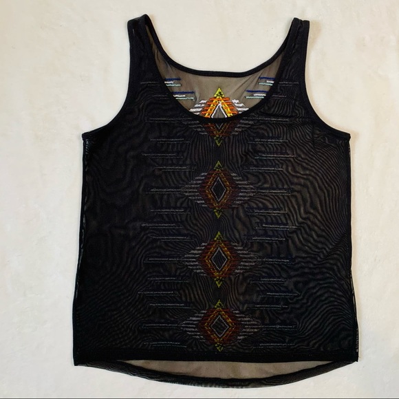 Sheer Mesh Embroidered Tank - Picture 3 of 5